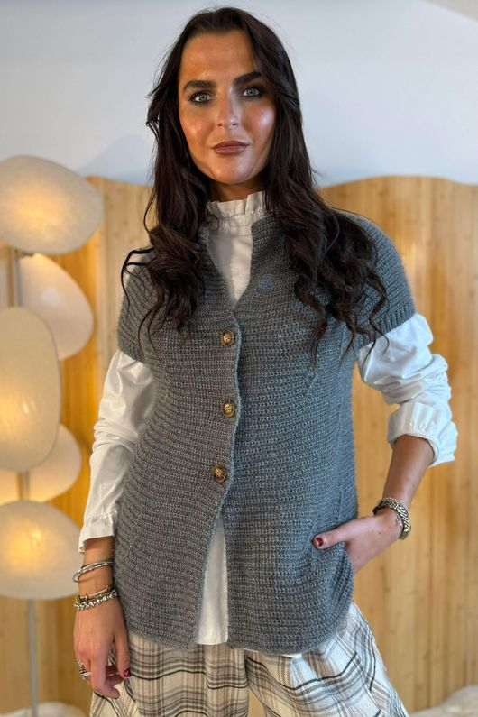 Laney Cap Sleeve Cardigan Slate